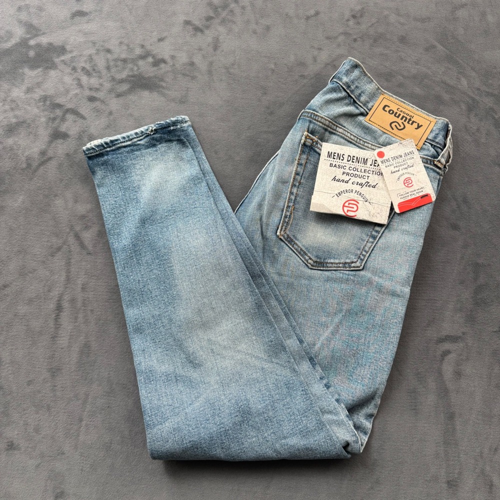 Casual Country Mens Denim Jeans Basic Collection Light Wash Cotton Size 32